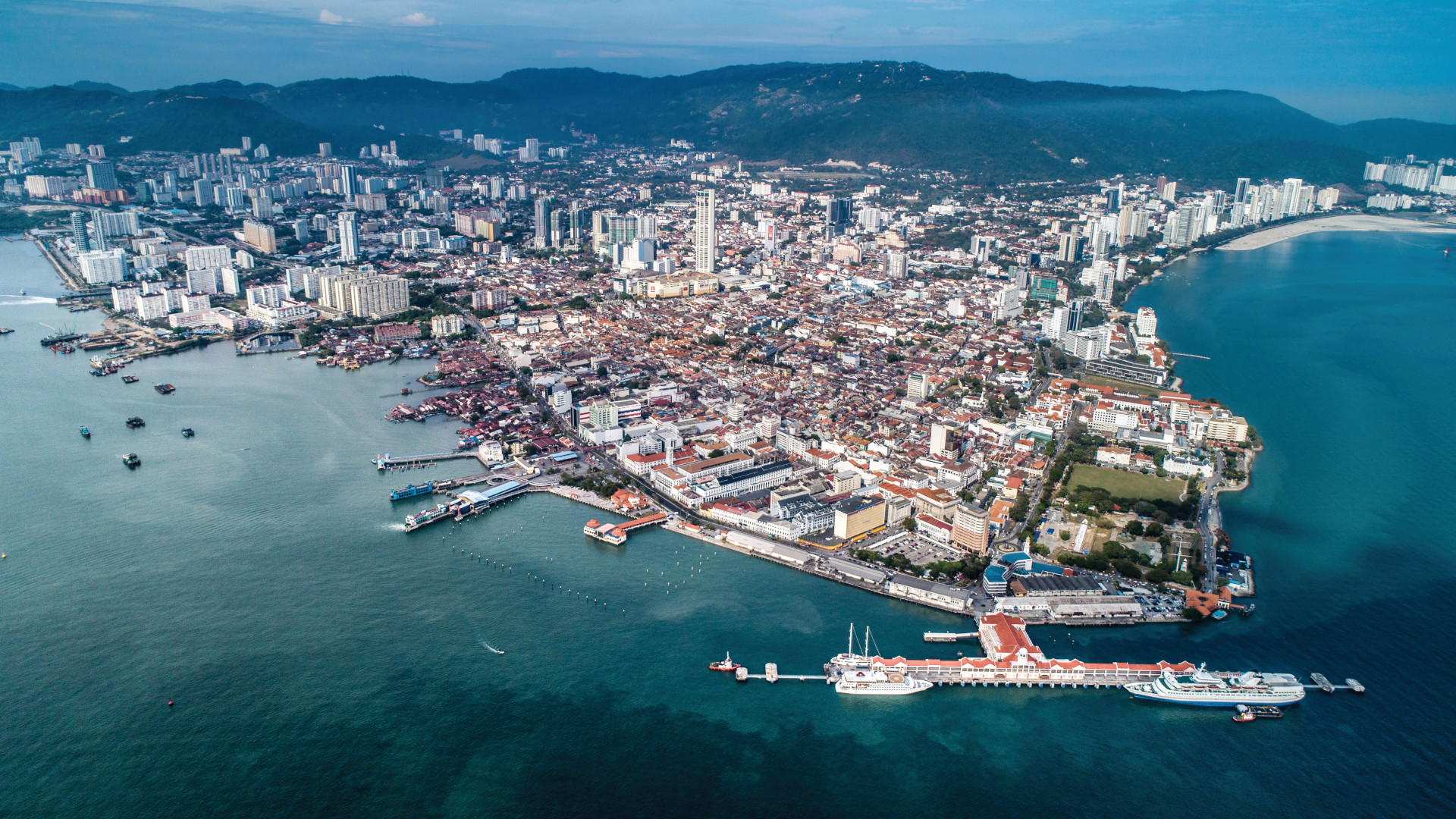 An aerial view of the George Town World Heritage Site, Penang